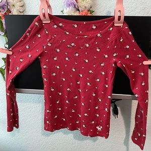 Abercrombie kids red ribbed long sleeve